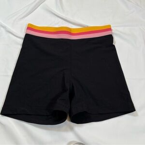 POPFLEX Black Athletic Shorts with Yellow and Pink Waistband